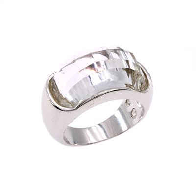 Swarovski Anello Bijou in Metallo Argentato e Cristallo Sfaccettato
