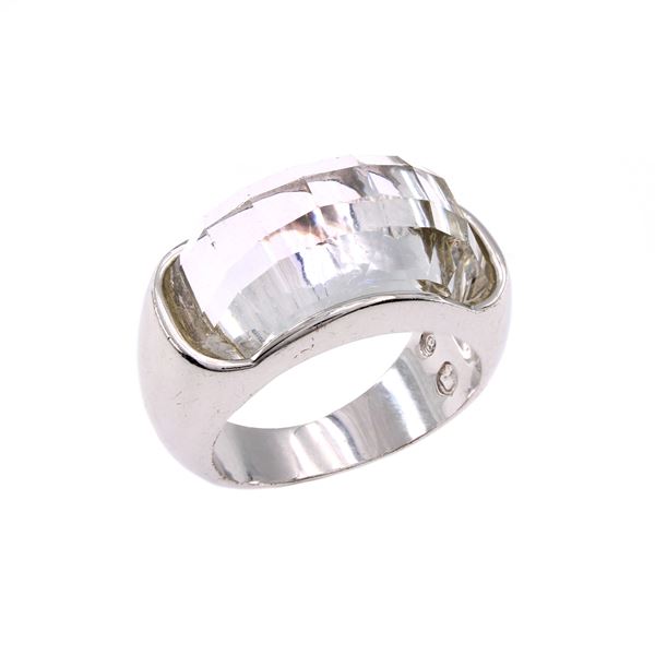 Swarovski anello bijou in metallo argentato e cristallo sfaccettato