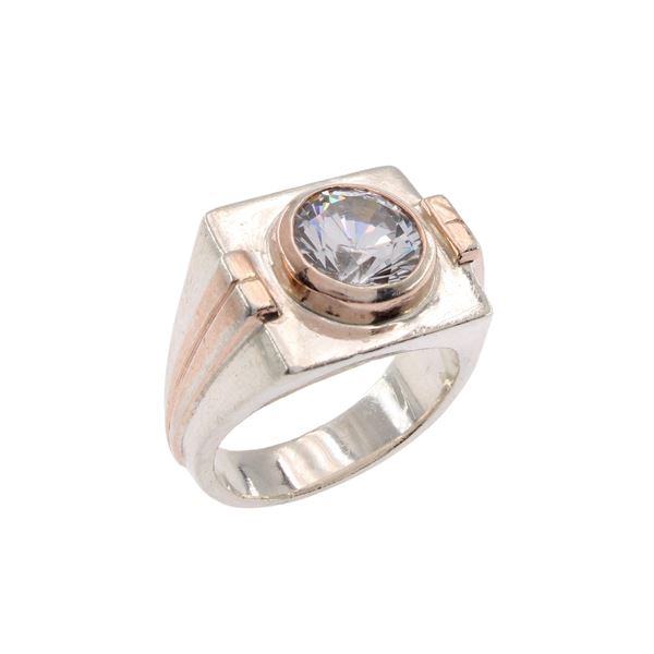 Silver and brilliant cut zircon bijou ring