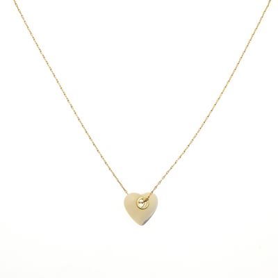Collana in Oro Giallo 18kt con Cuore in Madreperla