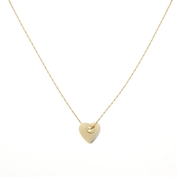 18kt yellow gold necklace with mother-of-pearl heart