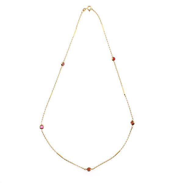 18kt yellow gold and pink tourmalines necklace