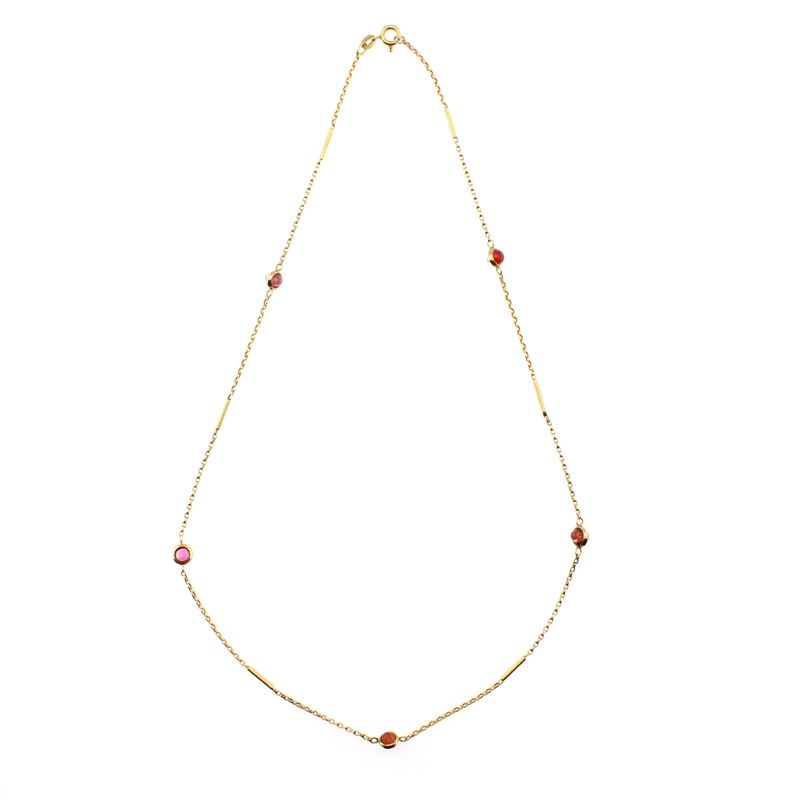 Collana in Oro Giallo 18kt e Tormaline Rosa
