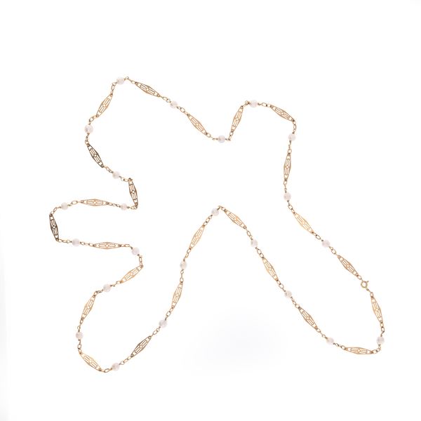 Antica collana in oro giallo 18kt e perle coltivate