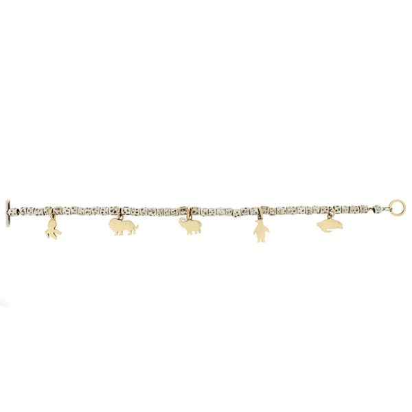 Dodo bracciale granelli in argento con cinque charms