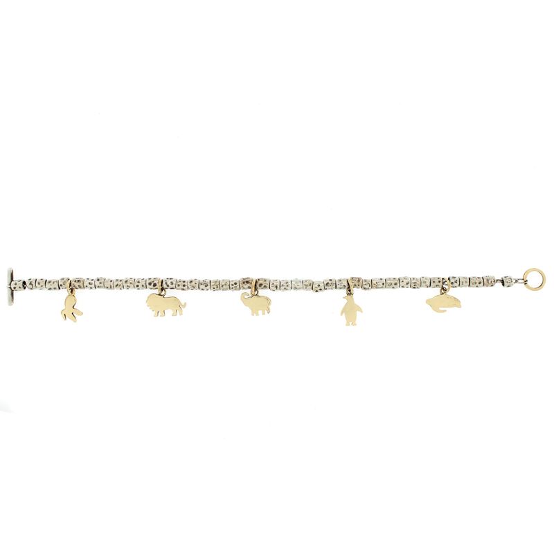 Dodo Bracciale Granelli in Argento con Cinque Charms