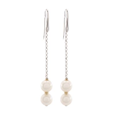 Orecchini Pendenti in Oro Bianco 18kt e Perle Coltivate