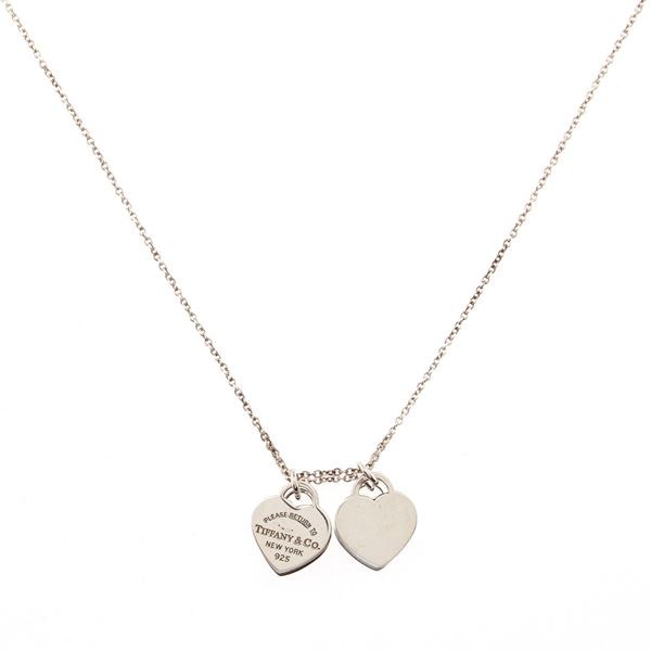Tiffany & Co. pendente mini doppio ciondolo a cuore collezione Return to Tiffany