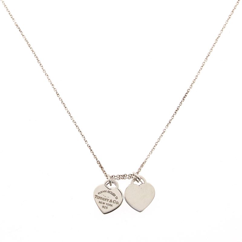 Tiffany & Co. Pendente Mini Doppio Ciondolo a Cuore Collezione Return To Tiffany