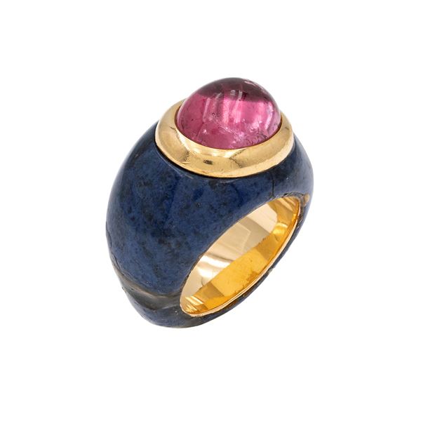 18kt yellow gold and pink tourmaline ring