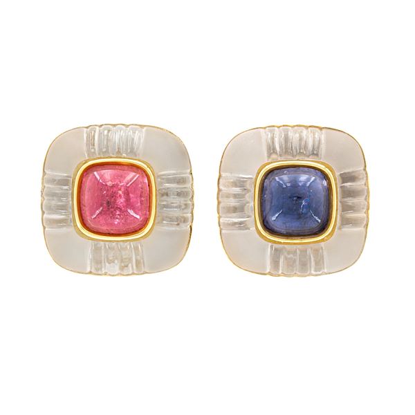 Trianon 18kt yellow gold and rock crystal lobe earrings