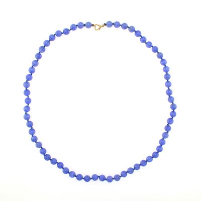 Collana Ad un Filo di Sfere in Calcedonio Blu