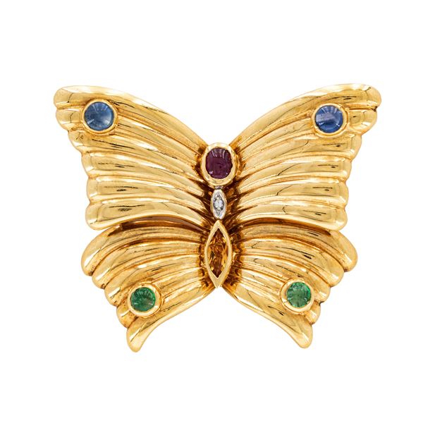 18kt yellow gold butterfly brooch