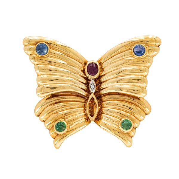 18kt yellow gold butterfly brooch  - Auction Jewels and Watches - Colasanti Casa d'Aste