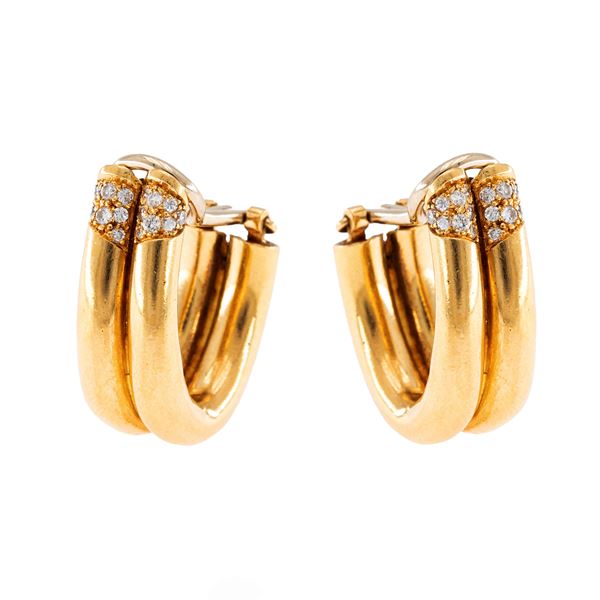 18kt yellow gold and diamonds lobe earrings  - Auction Jewels and Watches - Colasanti Casa d'Aste