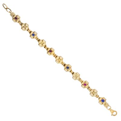 Bracciale Fiori in Oro Giallo 18kt e Pietre Semipreziose