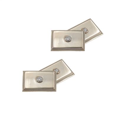 Gemelli in Oro Bianco 18kt e Diamanti