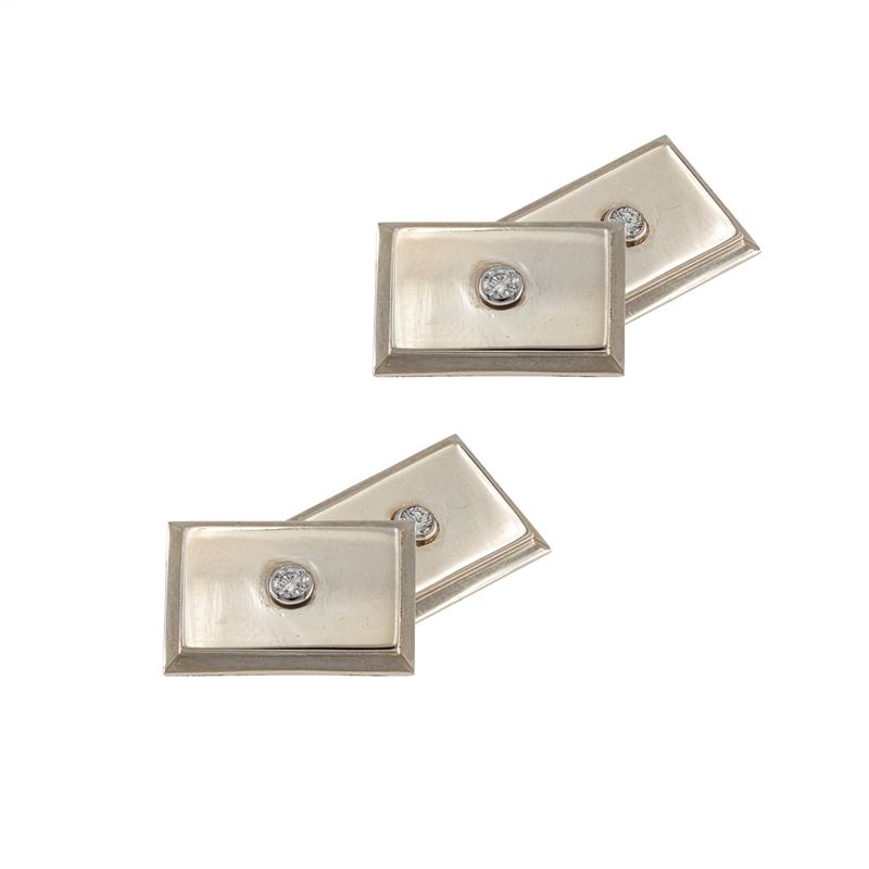 Gemelli in Oro Bianco 18kt e Diamanti