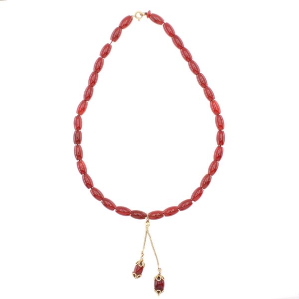 One strand of carnelian necklace  - Auction Jewels and Watches Web Only - Colasanti Casa d'Aste