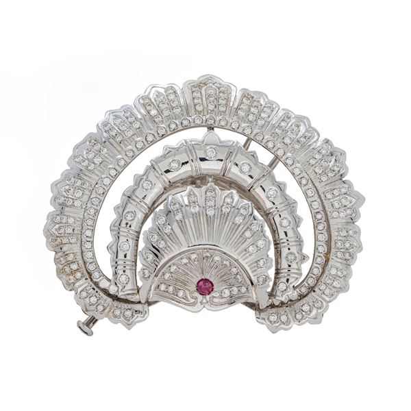 18kt white gold and diamonds brooch  - Auction Jewels and Watches - Colasanti Casa d'Aste