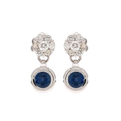 Orecchini Pendenti in Oro Bianco 18kt Diamanti e Zaffiri