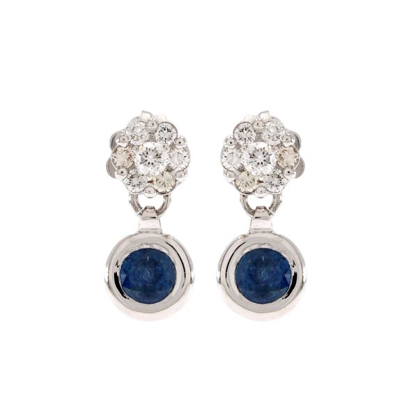 18kt white gold, diamonds and sapphires pendant earrings