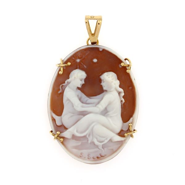 18kt yellow gold pendant with engraved cameo  (signed Di Luca)  - Auction Jewels and Watches Web Only - Colasanti Casa d'Aste