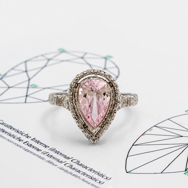 Mario Buccellati anello con diamante naturale rosa