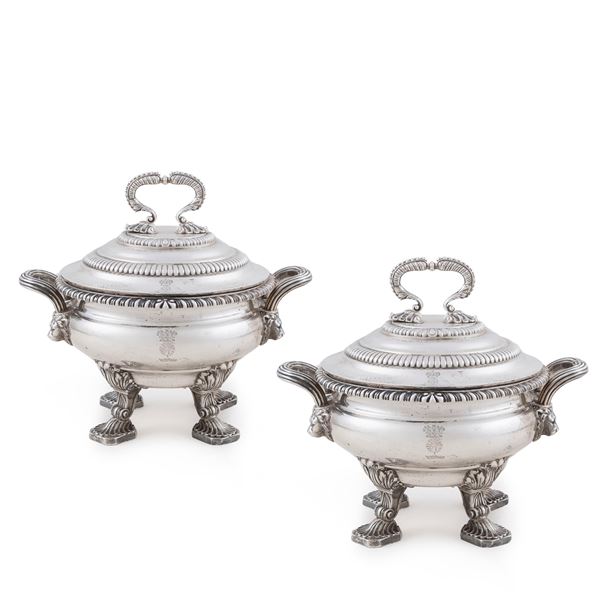 Pair of silver vegetable dishes