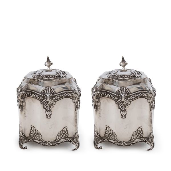 Pair of silver tea boxes