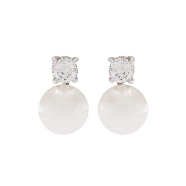 925 silver, glass pearls and zircons bijou earrings