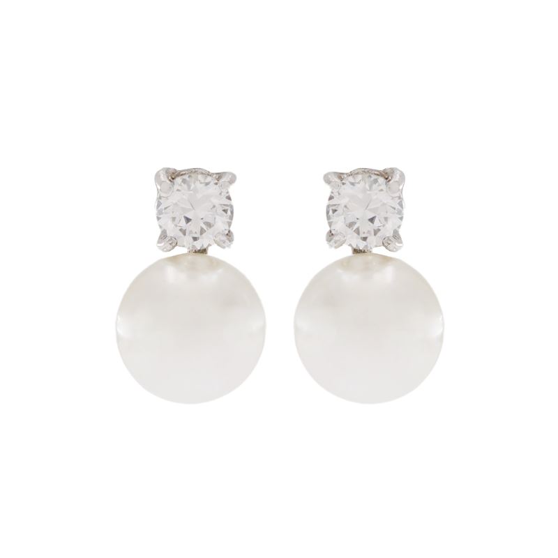 Orecchini Bijou in Argento 925 Perle di Vetro e Zirconi