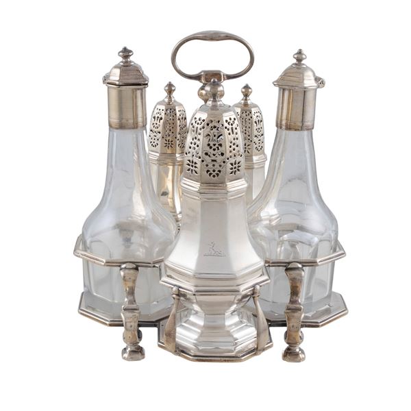 Silver and crystal cruet(7)