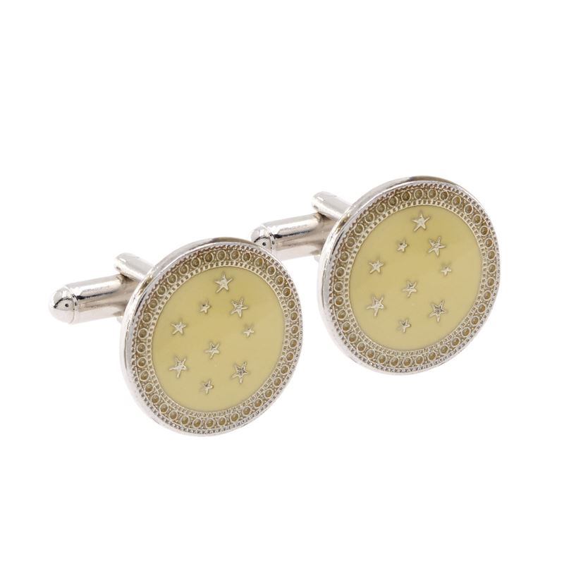 Gemelli Bijou in Metallo Argentato e Smalto Crema