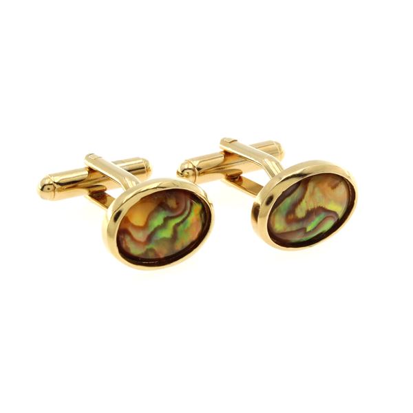 Brass and mother of pearl Bijou cufflinks