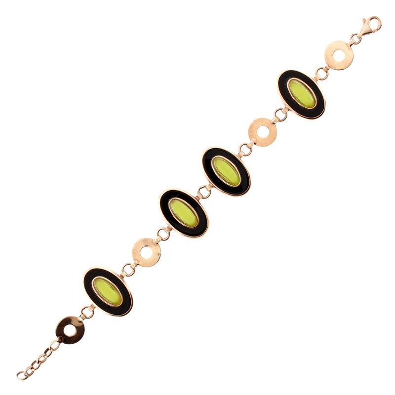 Bracciale Bijou in Argento Dorato Onice Nero e Quarzo