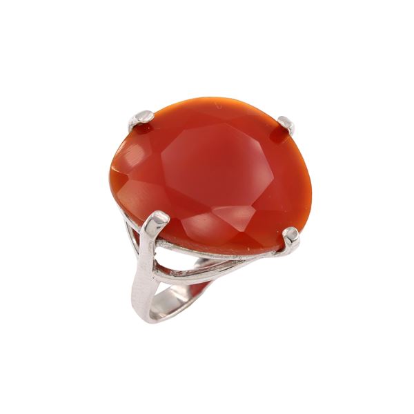 Silver and carnelian bijou ring