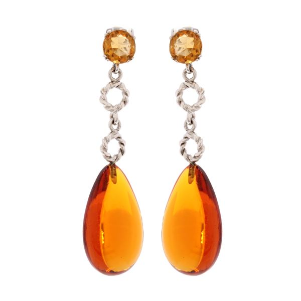 Silver and hydrothermal stones bijou earrings