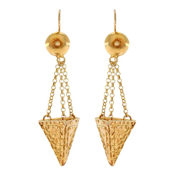 Golden silver bijou pendant earrings