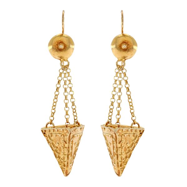 Golden silver bijou pendant earrings