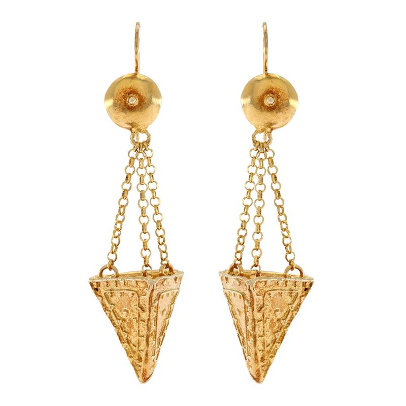 Orecchini Bijou Pendenti in Argento Dorato