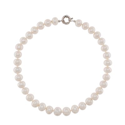 Collana Ad un Filo di Perle con Chiusura in Argento