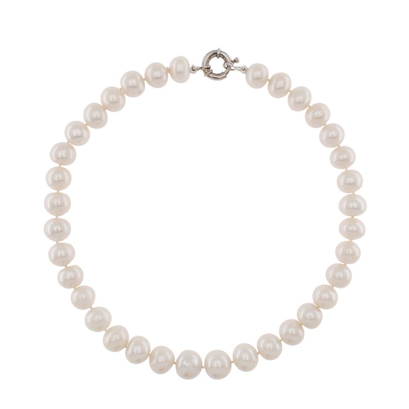 Collana Ad un Filo di Perle con Chiusura in Argento