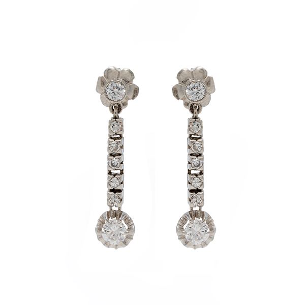 18kt white gold and diamonds pendant earrings  - Auction Jewels and Watches - Colasanti Casa d'Aste