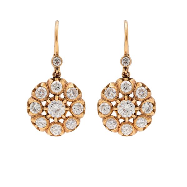18kt rose gold and diamond  leverback earrings