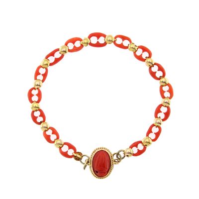 Antico Bracciale in Corallo e Oro Giallo 18kt