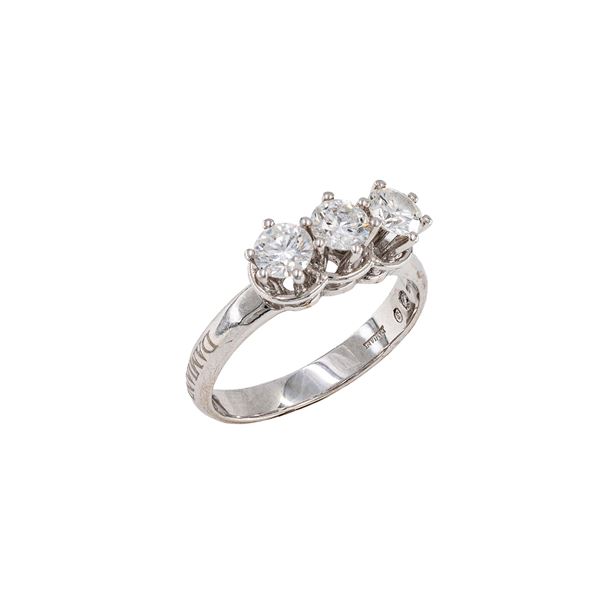Damiani anello trilogy in oro bianco 18kt
