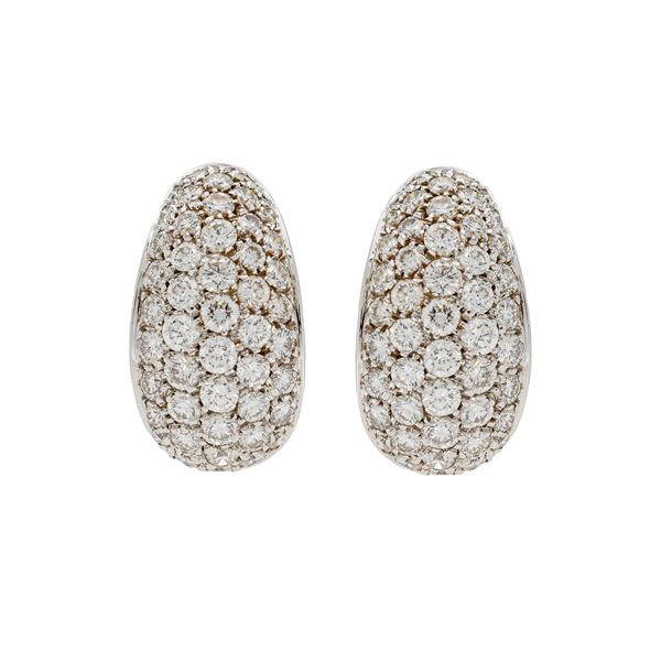 18kt white gold and pavé diamonds Lobe earrings  - Auction Jewels and Watches - Colasanti Casa d'Aste