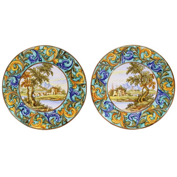 Pair of Castelli ceramic plates