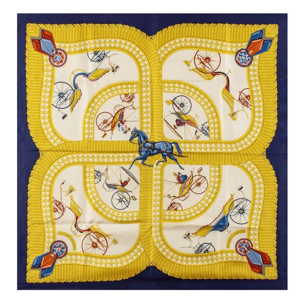Hermes foulard vintage collezione Voitures Paniers